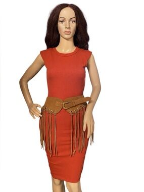 Zara women’s suede fringe belt 85